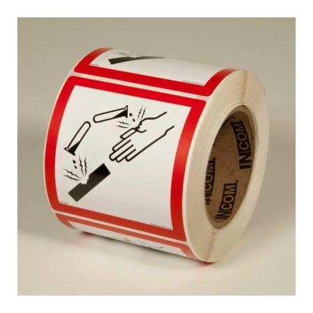 Top Tape And Label INCOM GHS1260 GHS "Corrosive" Pictogram Label, 4" x 4", 500/Roll GHS¬†1260.00